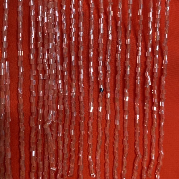 Asos Design Women's Orange Floral Beaded Sequined Mini Dress Layered size 14 - Picture 4 of 10